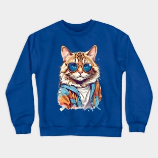 Hipster Cat Crewneck Sweatshirt